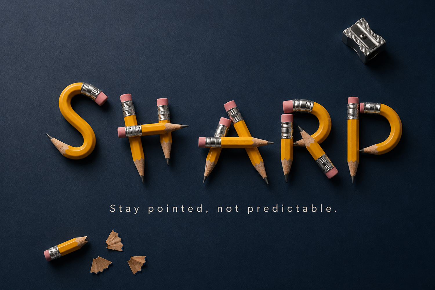 Pencil Font – SHARP Creative Lettering SHARP word made from realistic pencil letterforms