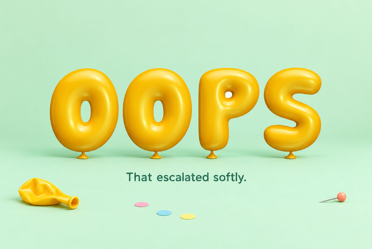 Yellow Balloon Font OOPS on Mint OOPS in the Yellow Balloon Font on mint green with a deflated balloon and confetti