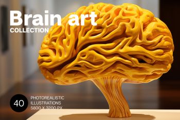Brain Art illustrations - Brain sculptures| Handmadefont.com