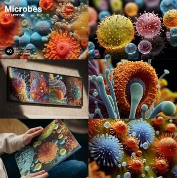 A set of 40 Microbes photorealistic illustrations.