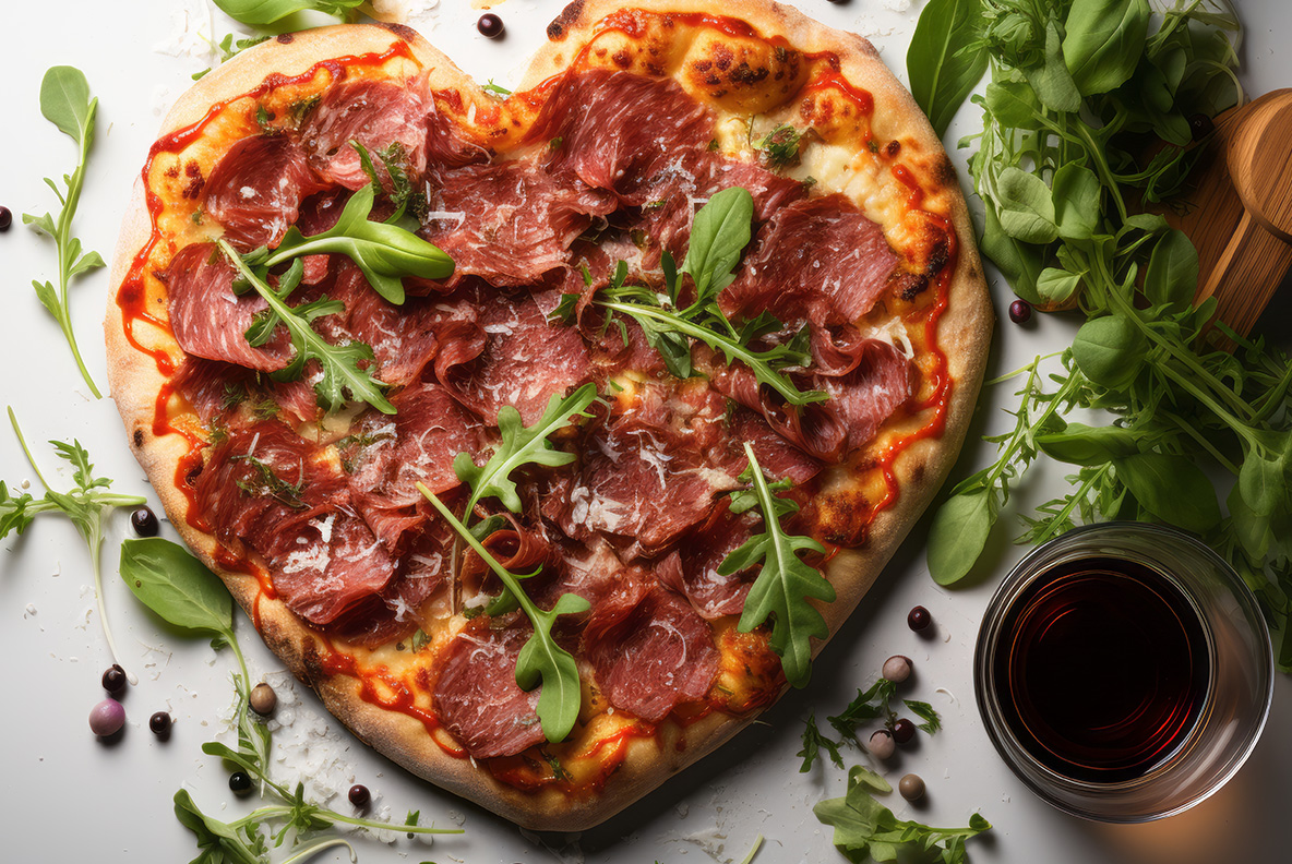 Heart shaped pizza image