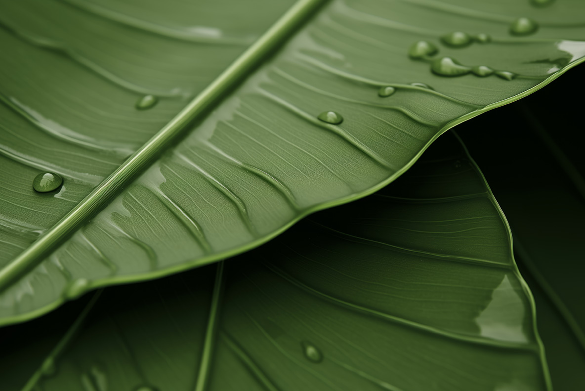 Green Tropical Leaves closeup photorealistic premium images