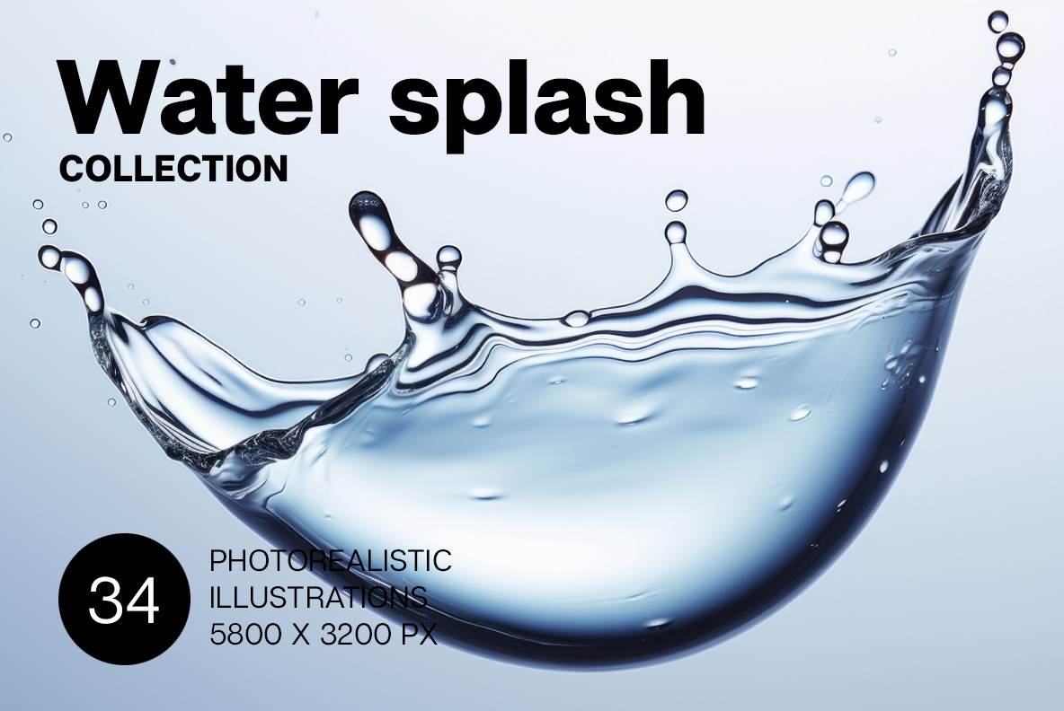 Water Splash images. Over Light Background. Pure blue water splash.