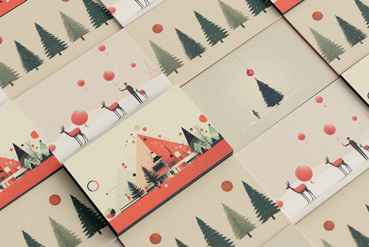Christmas images. Christmas illustration in a minimalist style.