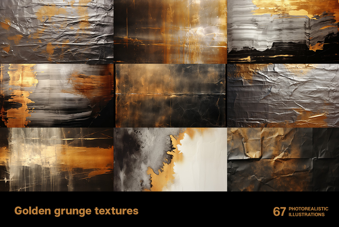 Premium image of Golden Grunge texture on a black background, abstract cement, gold grunge, golden grunge background pattern and background