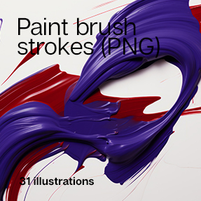 A collection of Paint brush strokes photorealistic illustrations