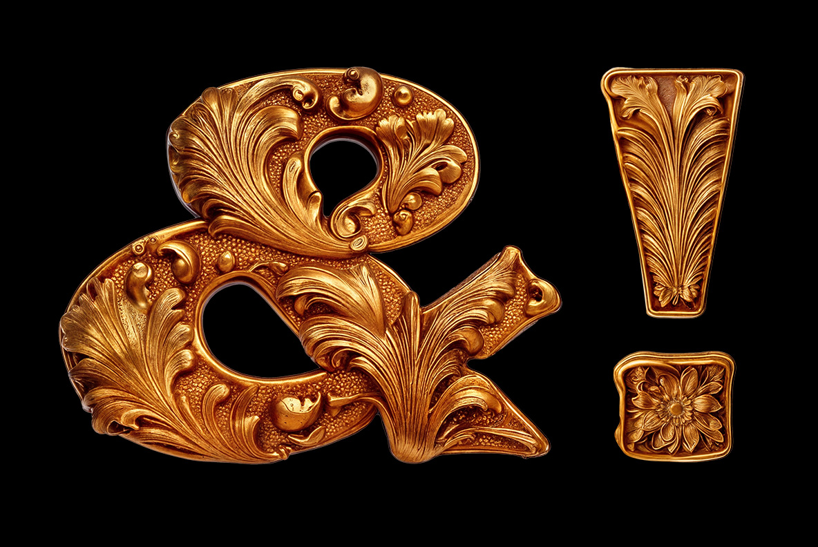 Gold Baroque Alphabet