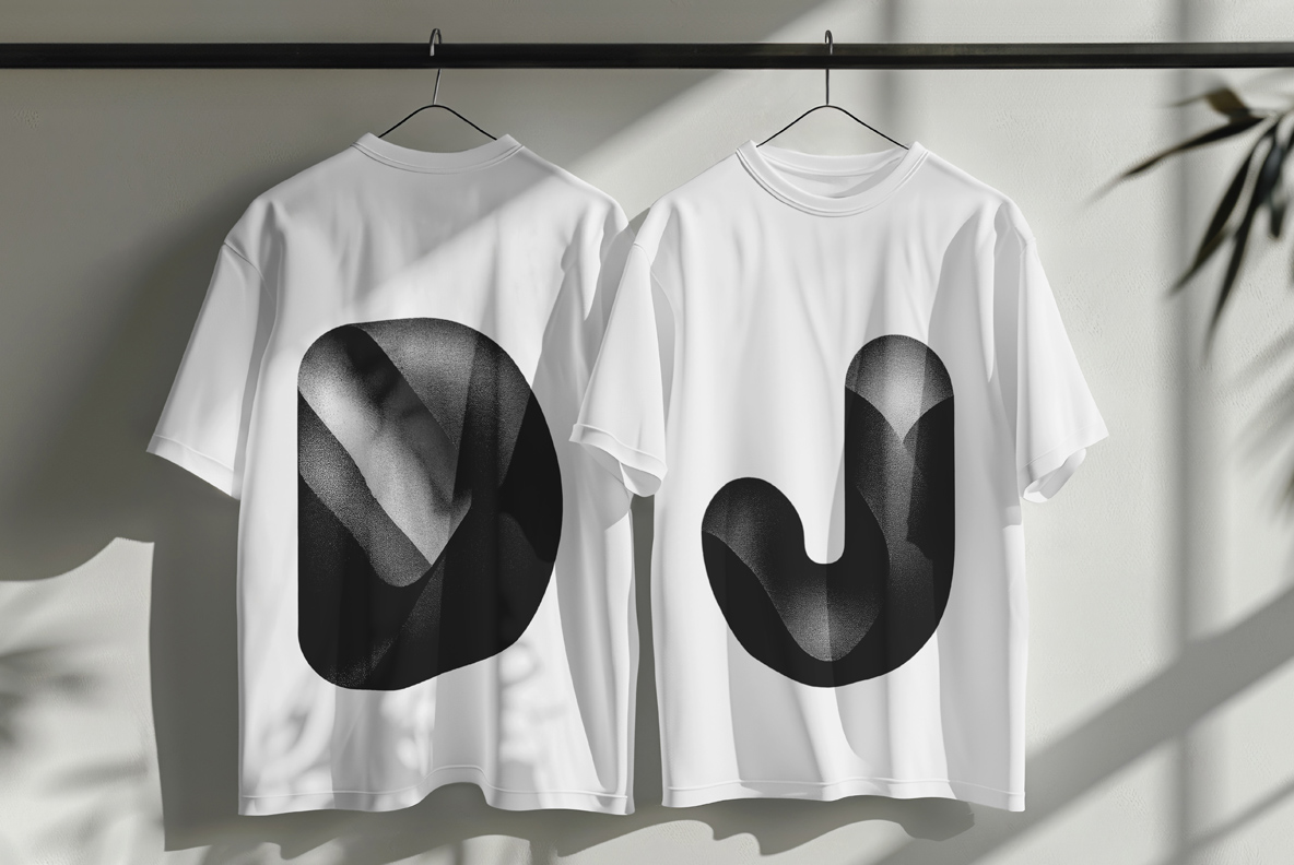 Darkside Font - modern alphabet made by handmadefont A sleek, modern alphabet made of dark, ribbon-like folds with dotted gradients and soft sheen.A sleek, modern alphabet made of dark, ribbon-like folds with dotted gradients and soft sheen.