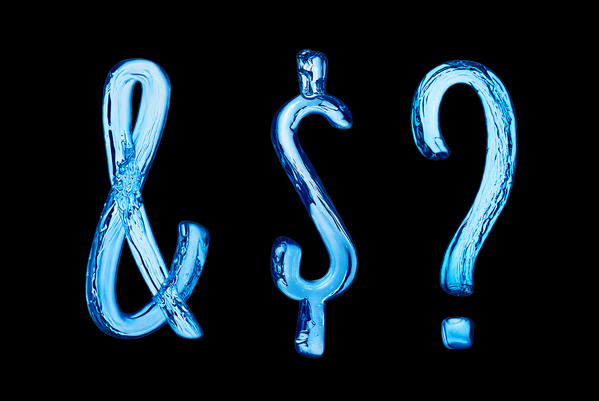 water splash alphabet