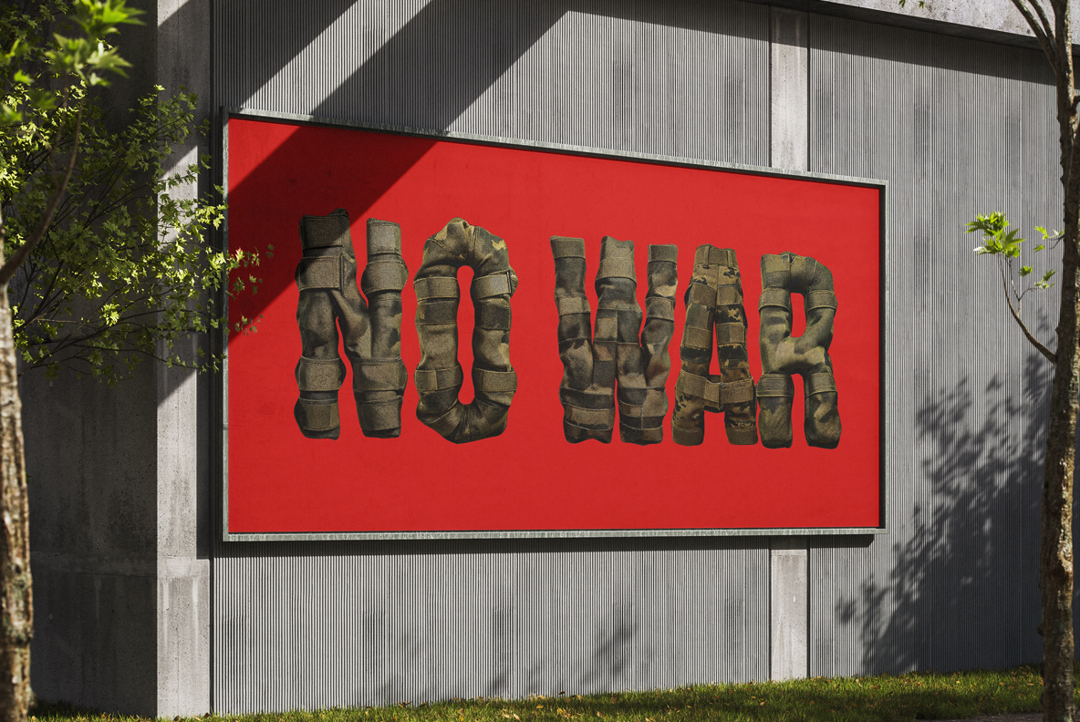 Alphabet made from military camouflage fabric. Army-style typography. A theme of war and soldiers