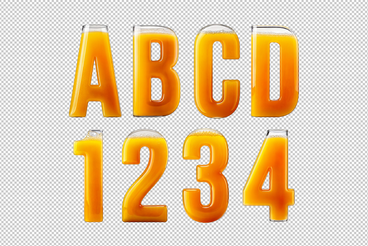 Orange Juice in Glass Alphabet
