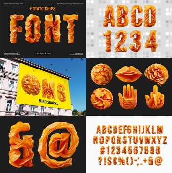 Crispy golden potato chips alphabet