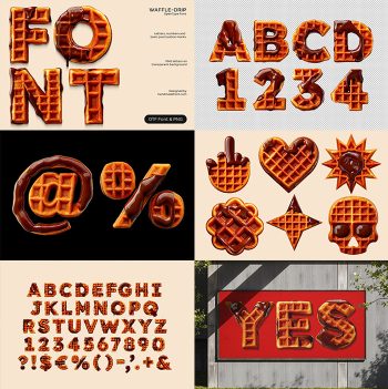 Waffle with chocolate Alphabet