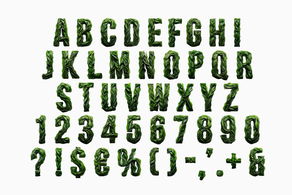Green leaves alphabet