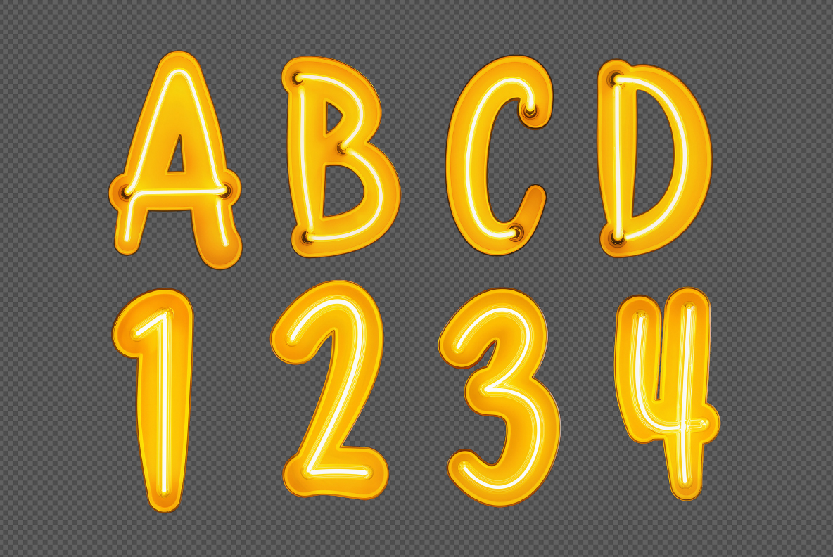 Yellow Neon Alphabet