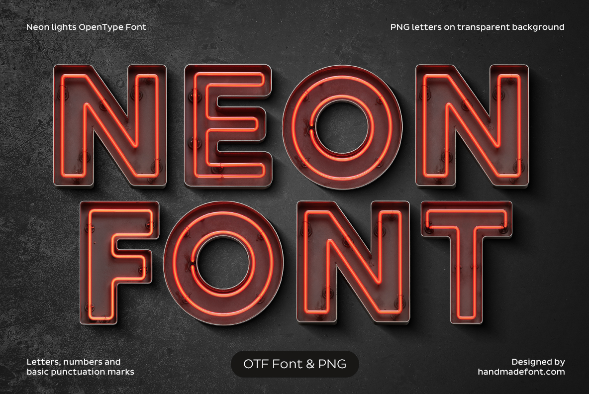 Neon Light Font Retro Red Neon Signs Alphabet