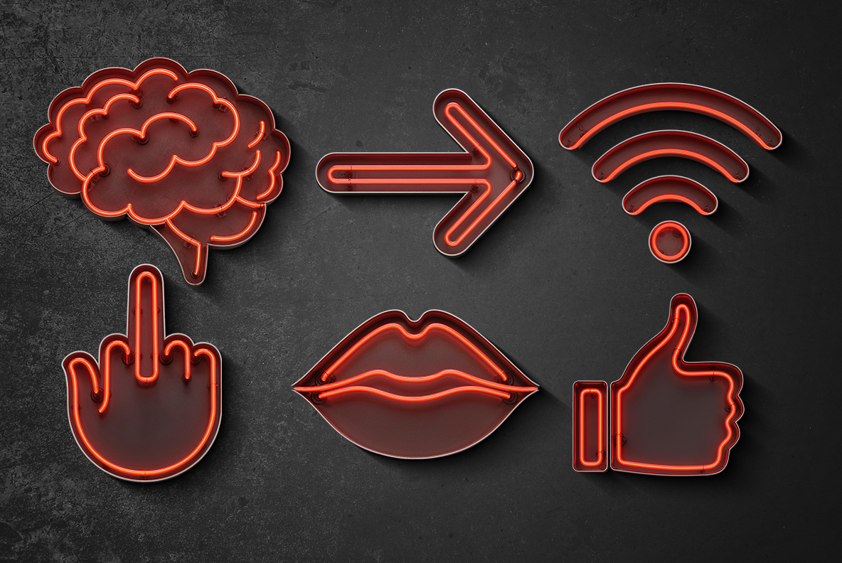 Neon Light Font Retro Red Neon Signs Alphabet