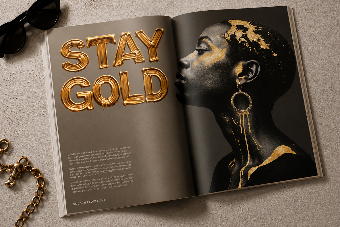 Golden Flow Font Golden Alphabet