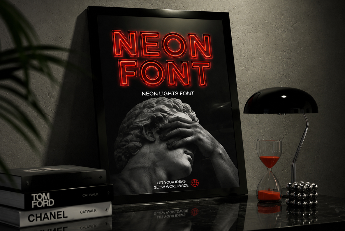 Neon Light Font Retro Red Neon Signs Alphabet