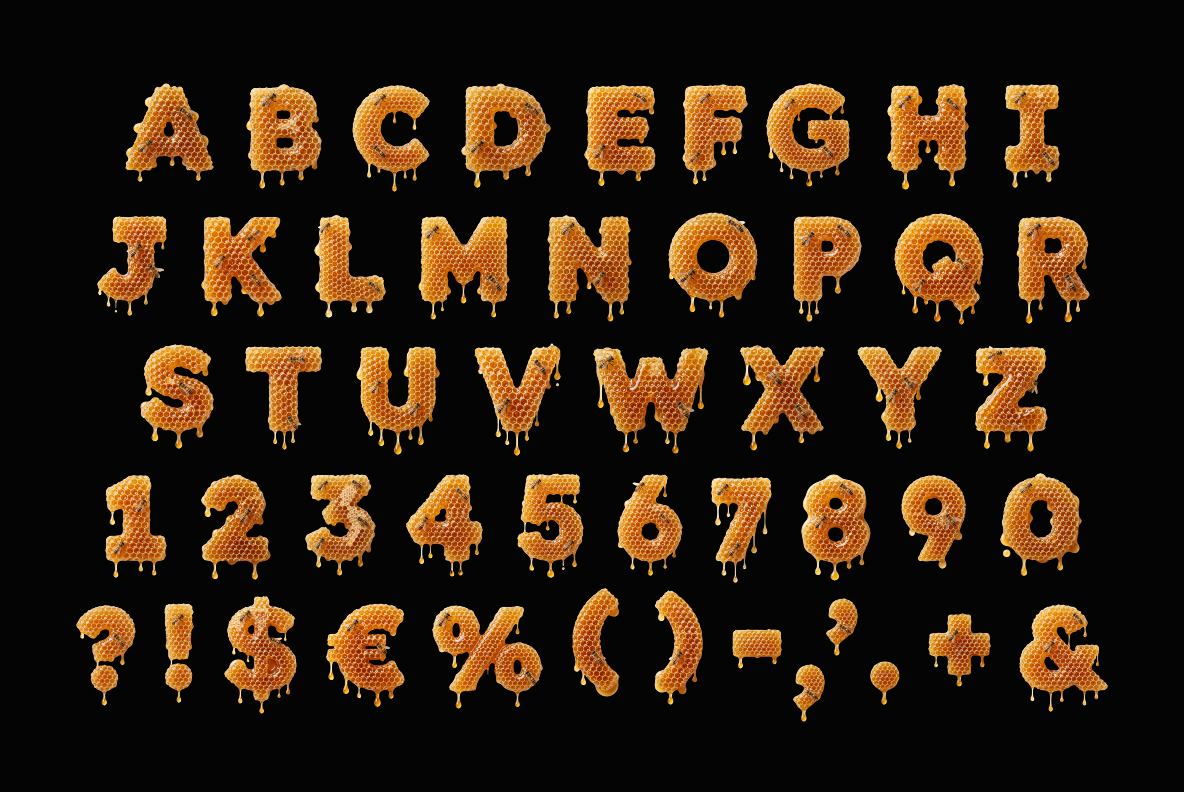 Honeycombs Font made by handmadefont Honey Alphabet
