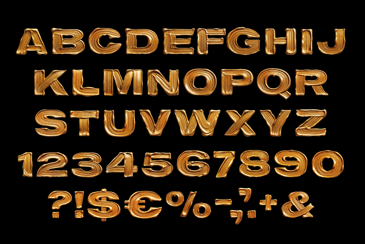 Golden Flow Font Golden Alphabet