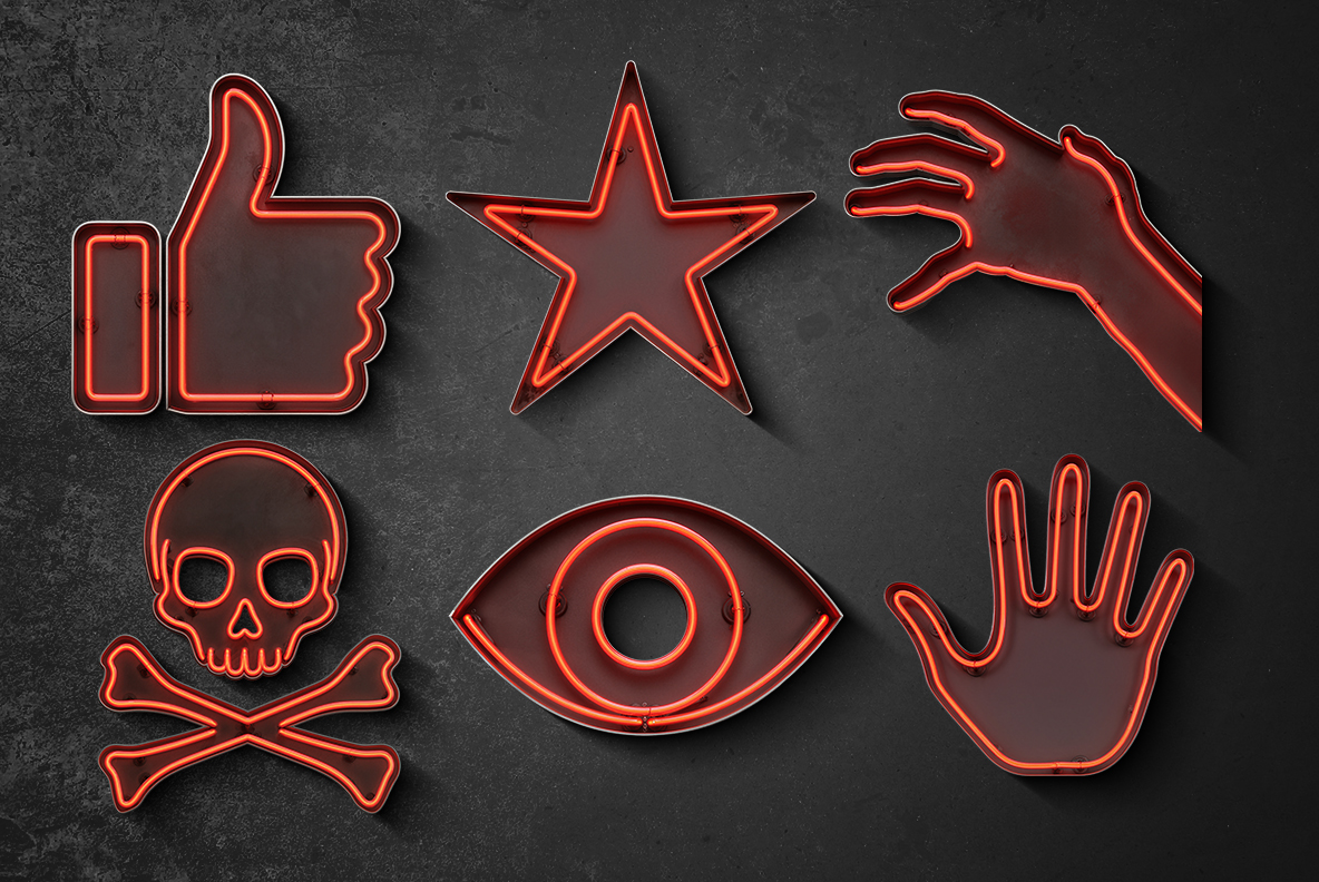 Neon Light Font Retro Red Neon Signs Alphabet