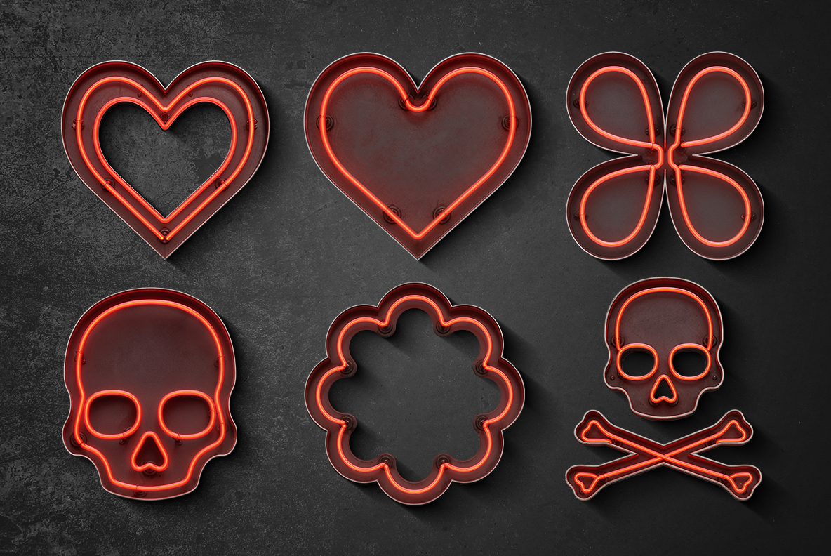 Neon Light Font Retro Red Neon Signs Alphabet