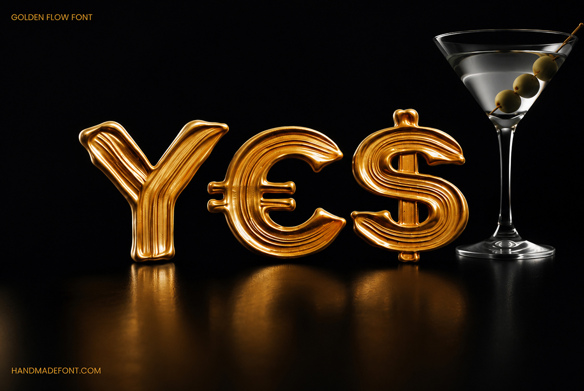 Golden Flow Font Golden Alphabet