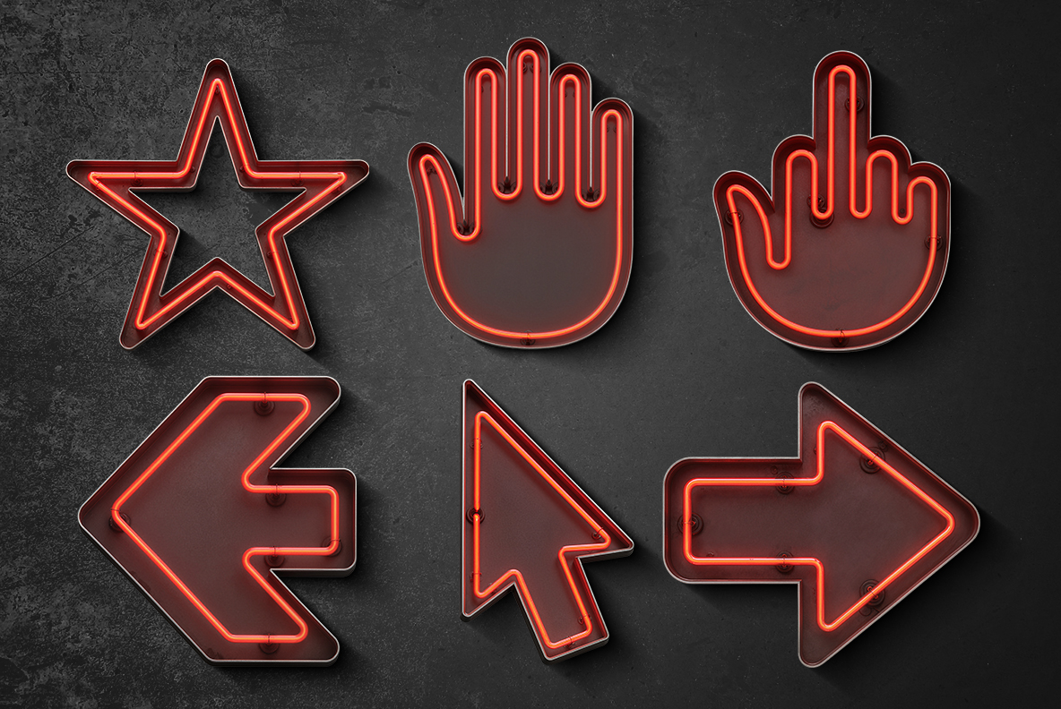 Neon Light Font Retro Red Neon Signs Alphabet