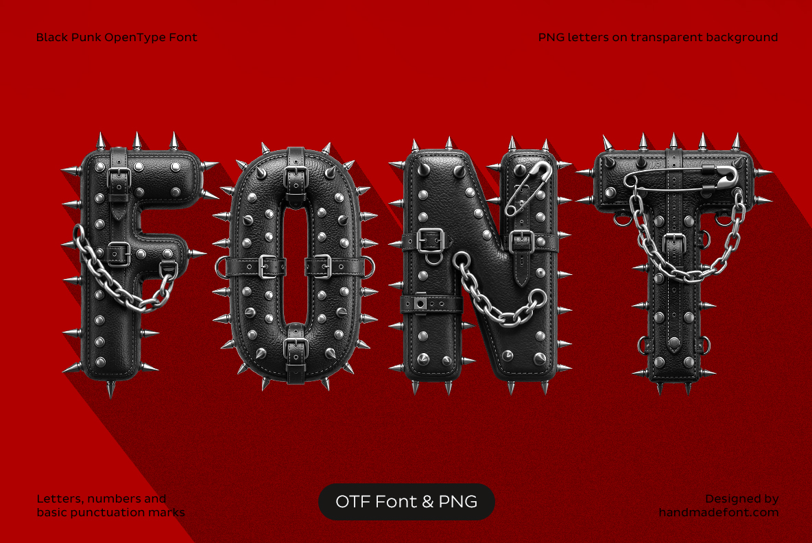 Black Punk Font Black Punk OTF Font letters with spikes