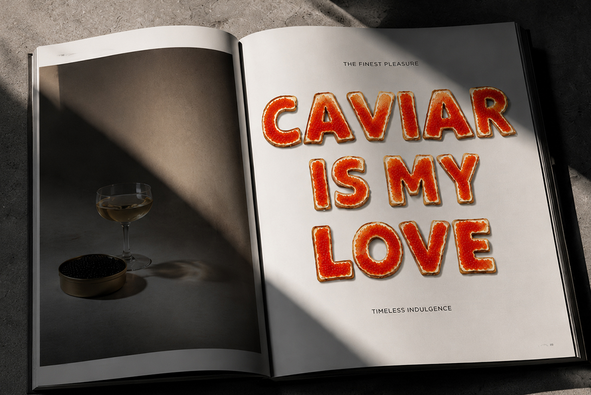 Premium Caviar Font Premium Caviar Font red caviar alphabet on toast