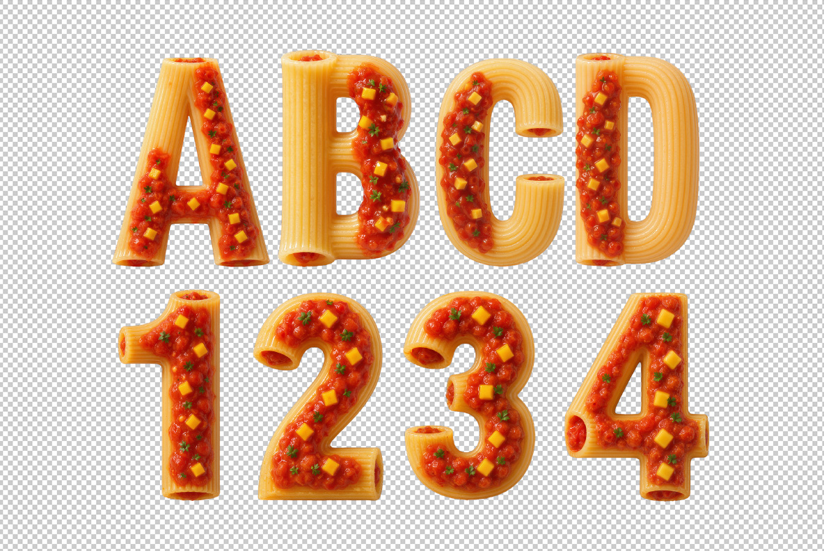 Pasta Fusion Font Pasta Alphabet