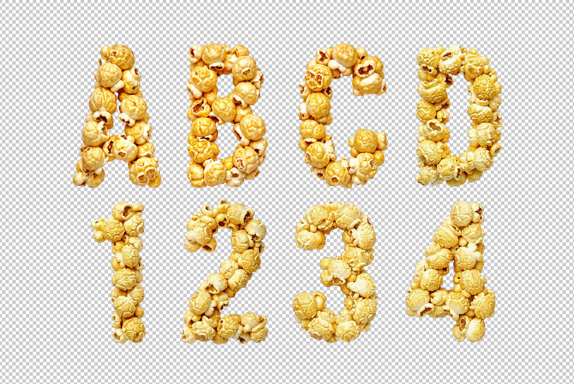 Golden Popcorn Font Popcorn Alphabet