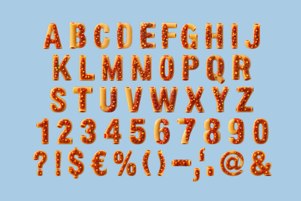 Pasta Fusion Font Pasta Alphabet