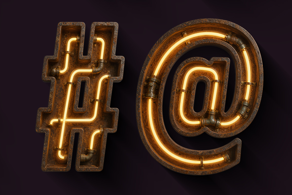 Rusty Neon Font Rusty neon alphabet with orange glowing tube