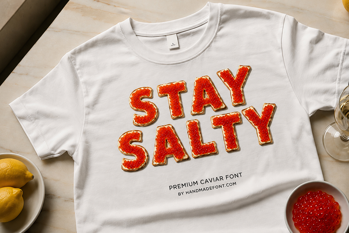 Premium Caviar Font Premium Caviar Font red caviar alphabet on toast