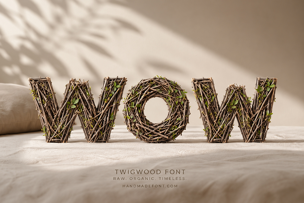 Twigwood Font An alphabet made from twigs