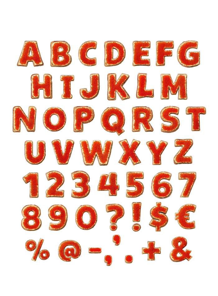 Red Caviar alphabet