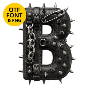 Black Punk OTF Font letters with spikes
