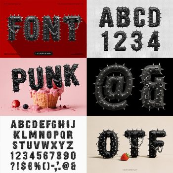 Black Punk OTF Font letters with spikes