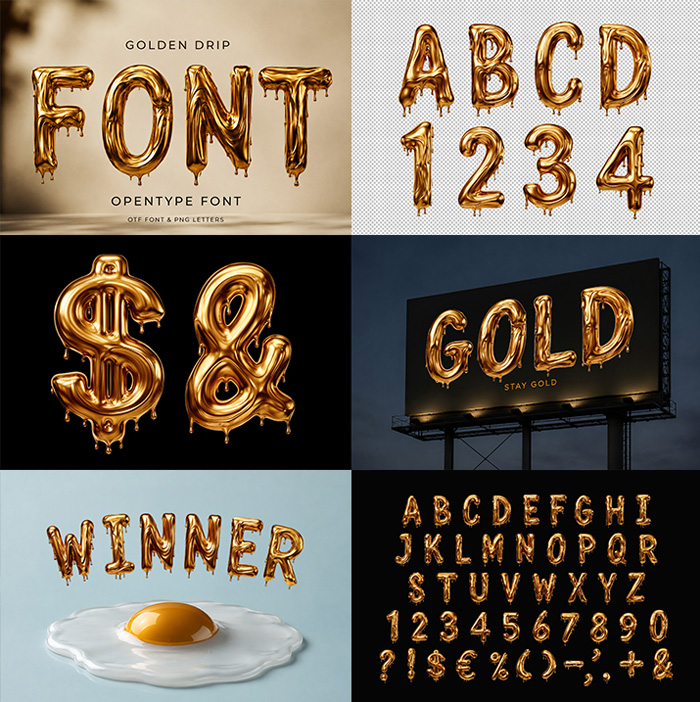 Golden Drip Font. Melted luxury at your fingertips! - Image 2