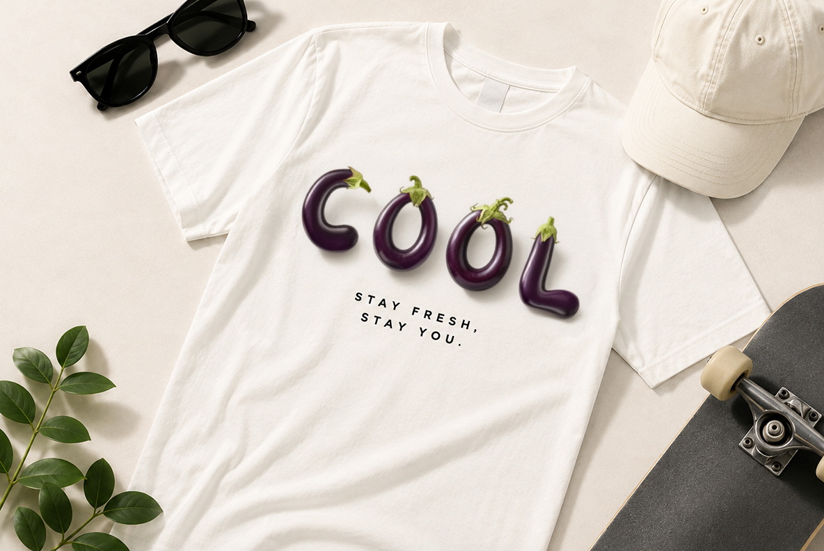Eggplant Font Cool typography t-shirt mockup featuring the Eggplant font