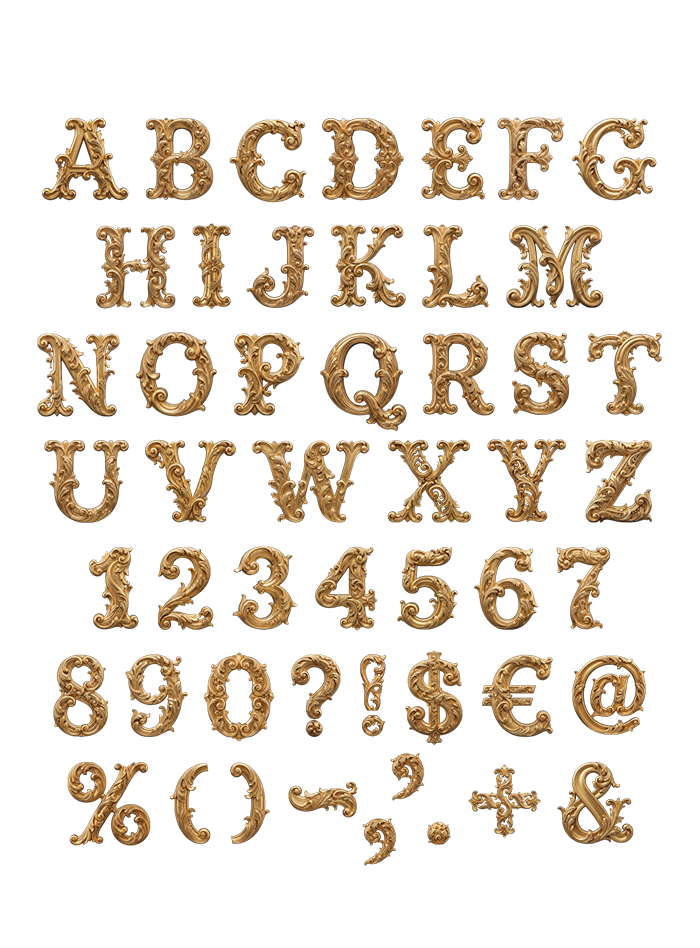 Golden Rococo Alphabet