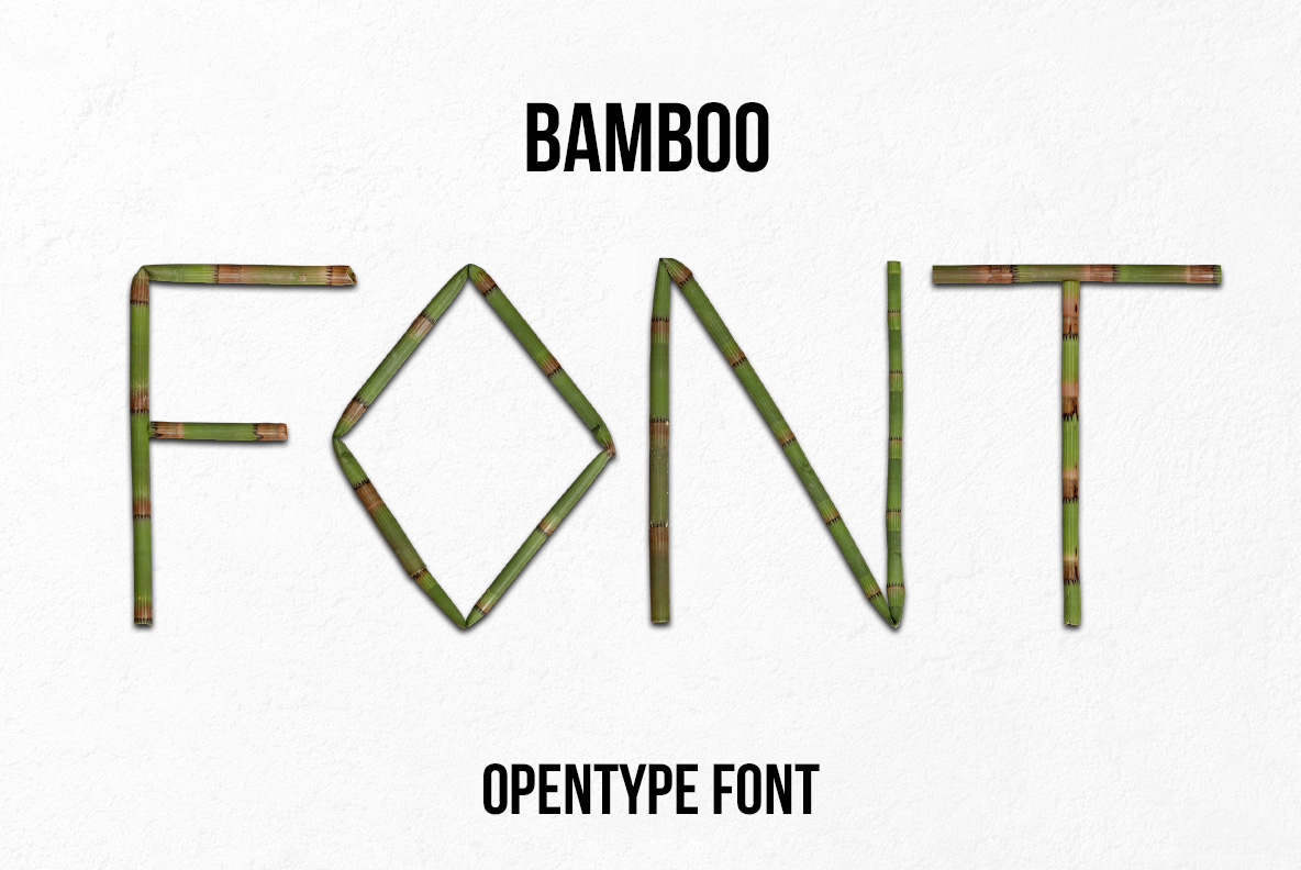Bamboo Font – Natural Green Bamboo Typography Bamboo Font with handmade letters constructed from natural green bamboo stems