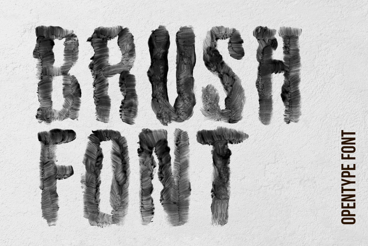 Black Brush Font with expressive black painted letterforms
