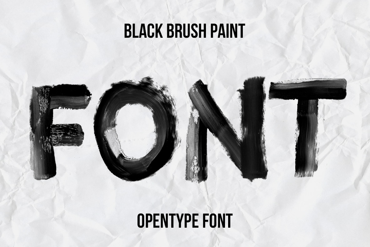 Black Brush Paint Font with textured black painted letters