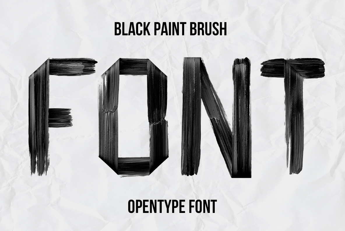 Black Paint Brush Font featuring natural black brush strokes