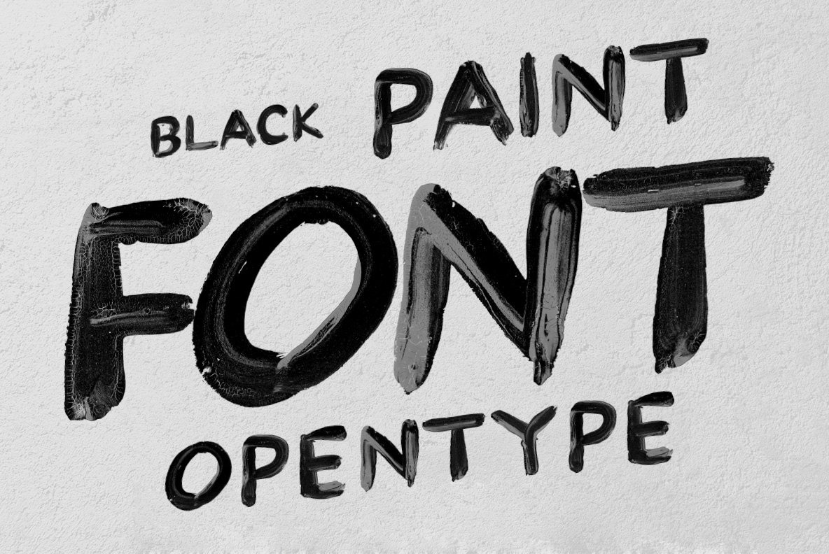 Black Paint Font with bold handmade brush stroke typography