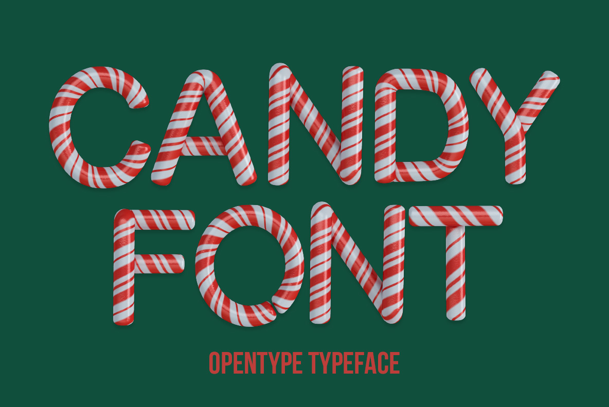 Candy Font with playful letters inspired by colorful sweets and candy