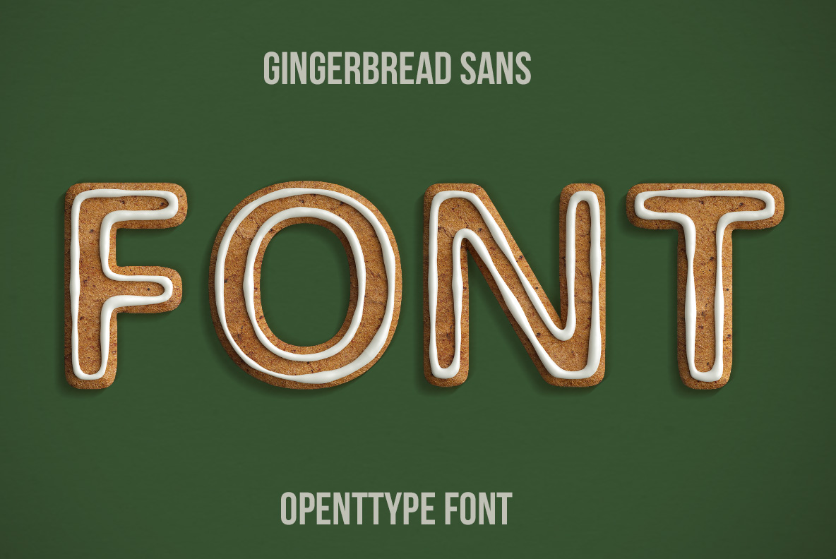 Gingerbread Sans Font with letters inspired by baked gingerbread cookies